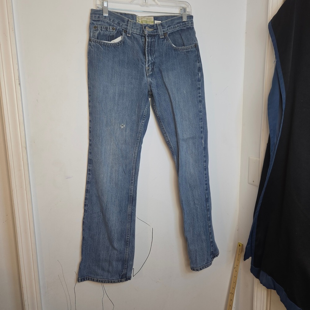 Old Navy Blue Jeans Womens 8 Regular Boot Cut Low Waist Medium Wash Distressed